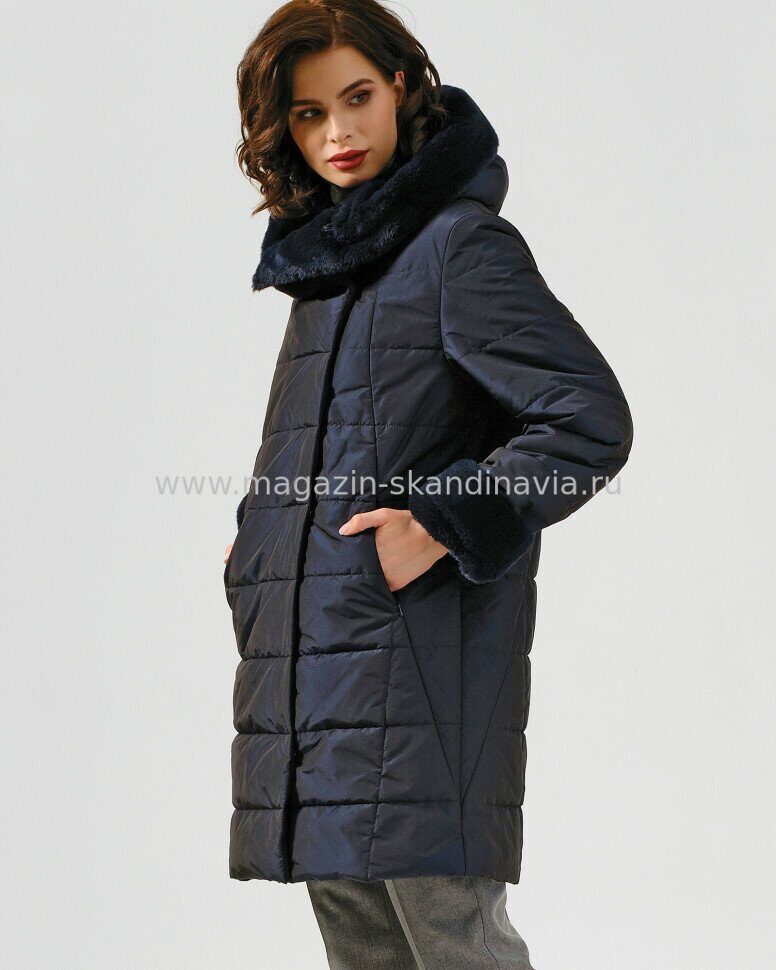 Женская куртка  DIXI COAT 5978 115 цвет темно-синий c синем мехом.Финляндия