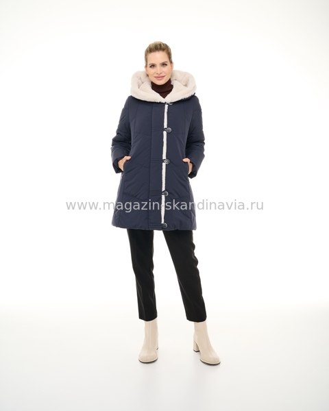 5969 121 Женская куртка DIXI COAT цвет темно синий-молочный (29-42).Финляндия