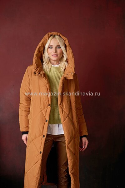 4125 115 Женское пальто DIXI COAT цвет горчичный (59).Финляндия